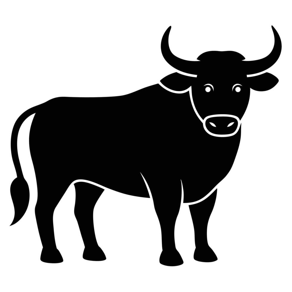 Playful Cute Bull Silhouette Icon for Farm Life and Agricultural Projects vector