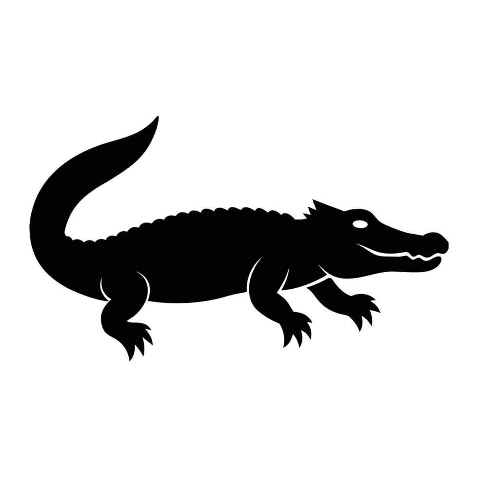 Elegant Alligator Silhouette Graphic Art Icon for Nature Projects vector