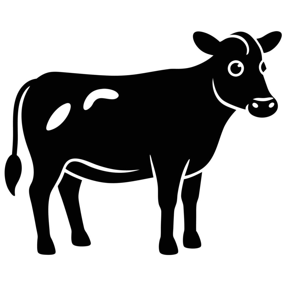Lovely Cute Cow Silhouette Icon for Dairy Farm and Animal Themes vector