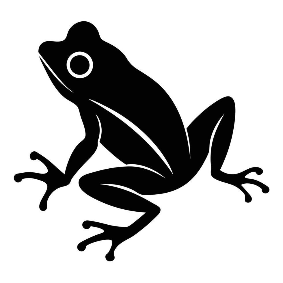 Simple Frog Silhouette Icon, Black and White Minimal Design vector