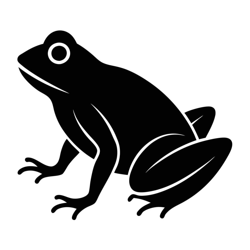 Frog Silhouette Icon in Black and White, Simple Graphic Art Design vector
