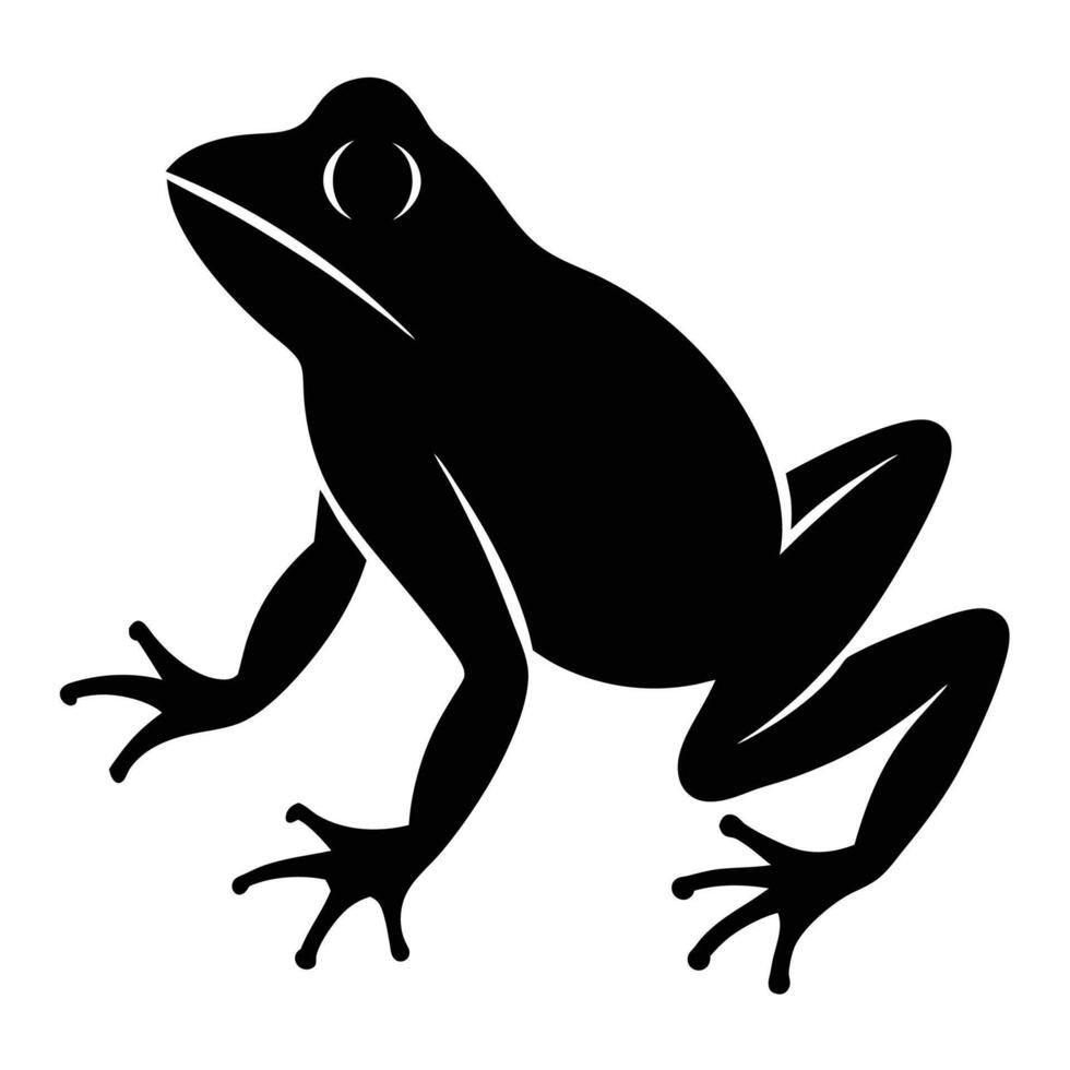 Minimal Frog Silhouette Icon, Black and White Graphic Art Design vector