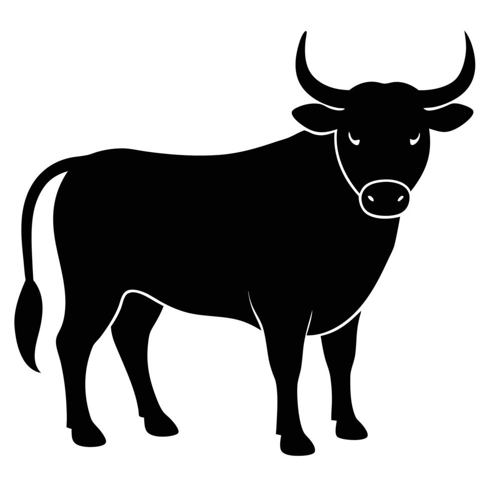 Charming Cute Bull Silhouette Icon for Fun Farm Graphic Designs vector