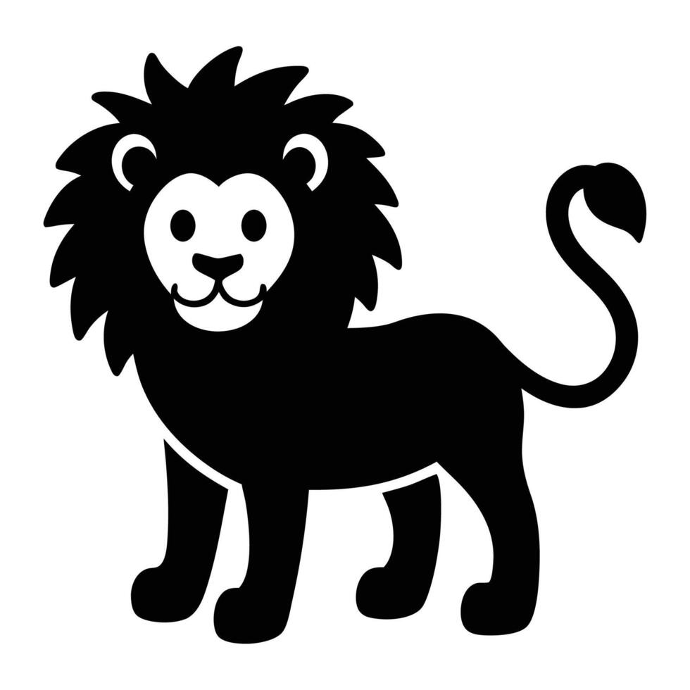 Adorable Cute Lion Silhouette Icon for Animal Lovers and Graphic Designs vector