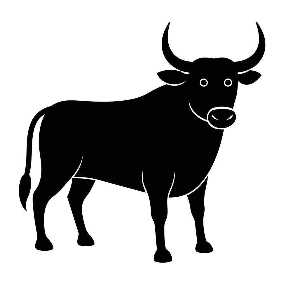 Creative Cute Bull Silhouette Icon for Agricultural and Farm Projects vector
