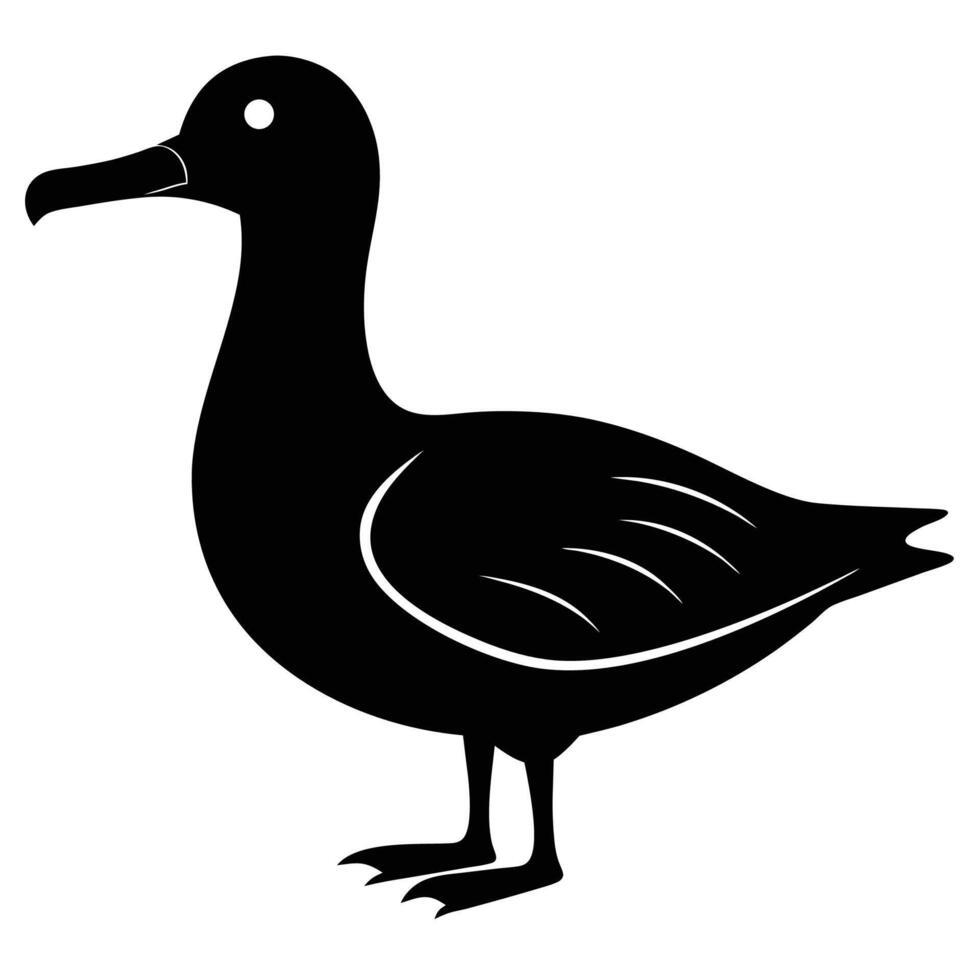 Sweet Albatross Silhouette Icon for Coastal Wildlife and Bird Illustrations vector