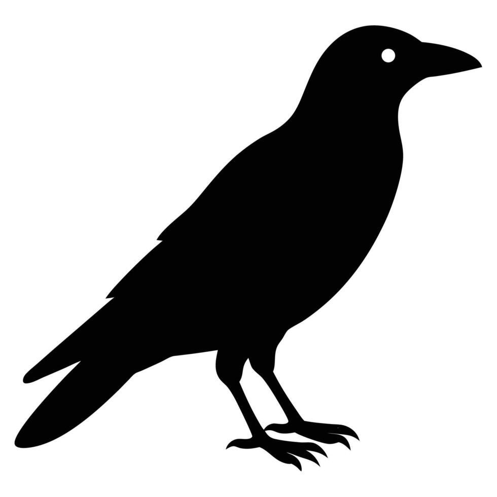 Charming Crow Silhouette Art Icon for Eco and Wildlife Designs vector