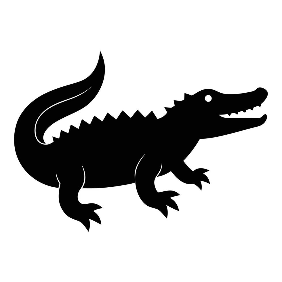 Alligator Silhouette Graphic Art Icon for Exotic Wildlife and Nature Projects vector