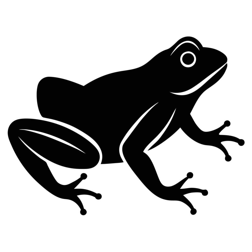 Minimalist Frog Silhouette Icon, Black and White Design, Simple Graphic Art vector