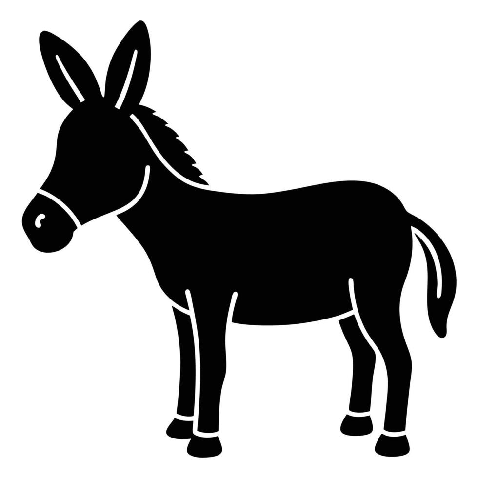 Cute Donkey Silhouette Icon for Fun Illustrations and Creative Designs vector