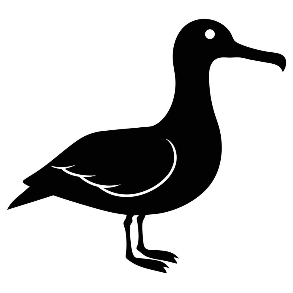 Playful Albatross Silhouette Icon for Bird and Nature Illustrations vector