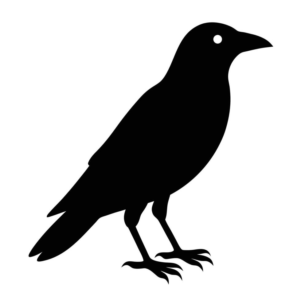 Elegant Crow Silhouette Art Icon for Bird and Wildlife Designs vector