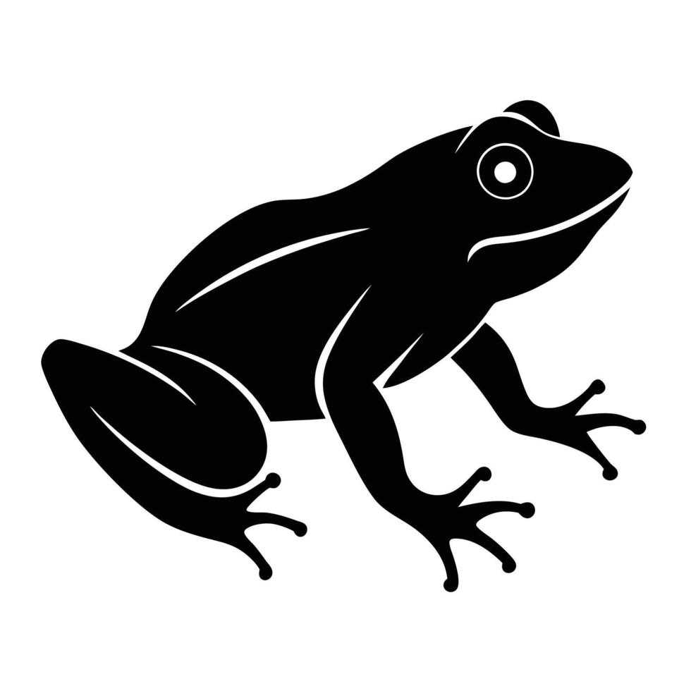 Black and White Frog Silhouette Icon, Simple Graphic Art Design vector