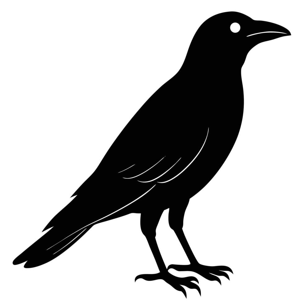 Elegant Crow Silhouette Icon for Nature and Bird Art Designs vector