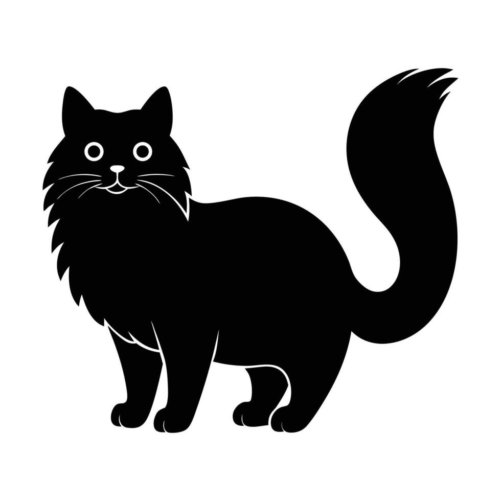 Minimalist Persian cat silhouette icon, ideal for sleek pet logos vector