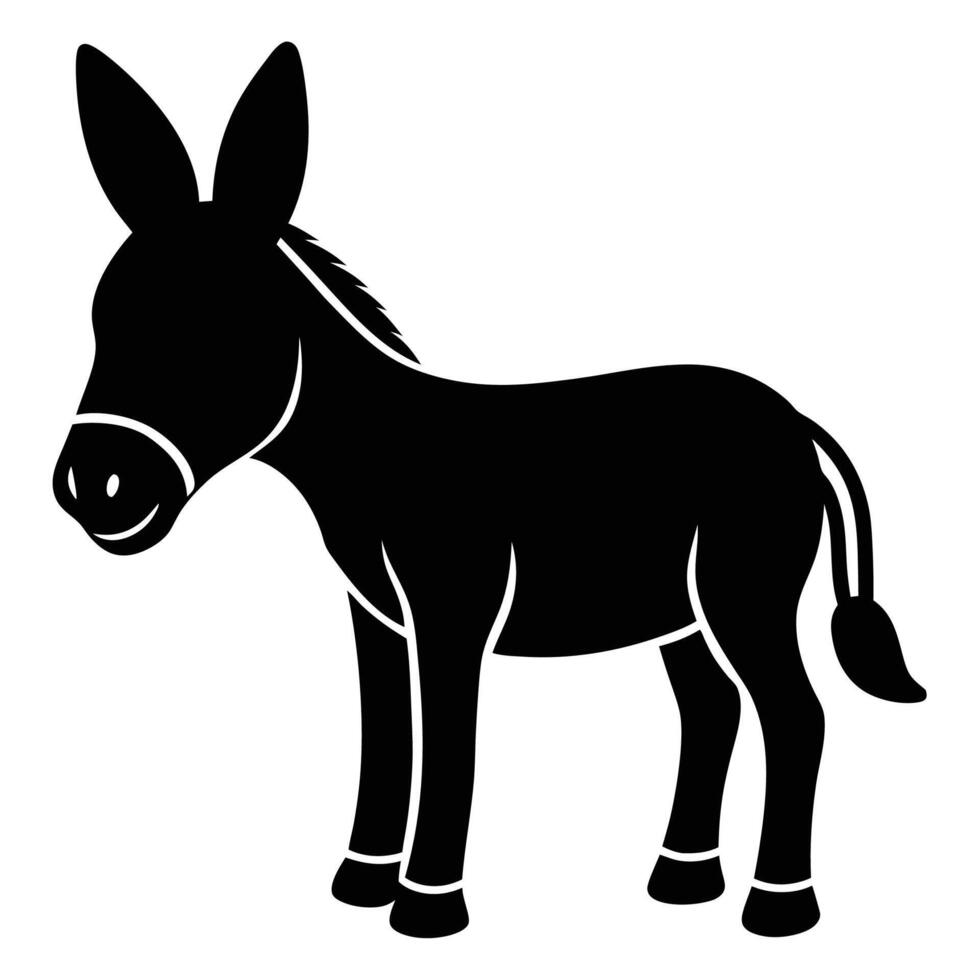 Charming Donkey Silhouette Icon for Farm Logo Designs and Illustrations vector