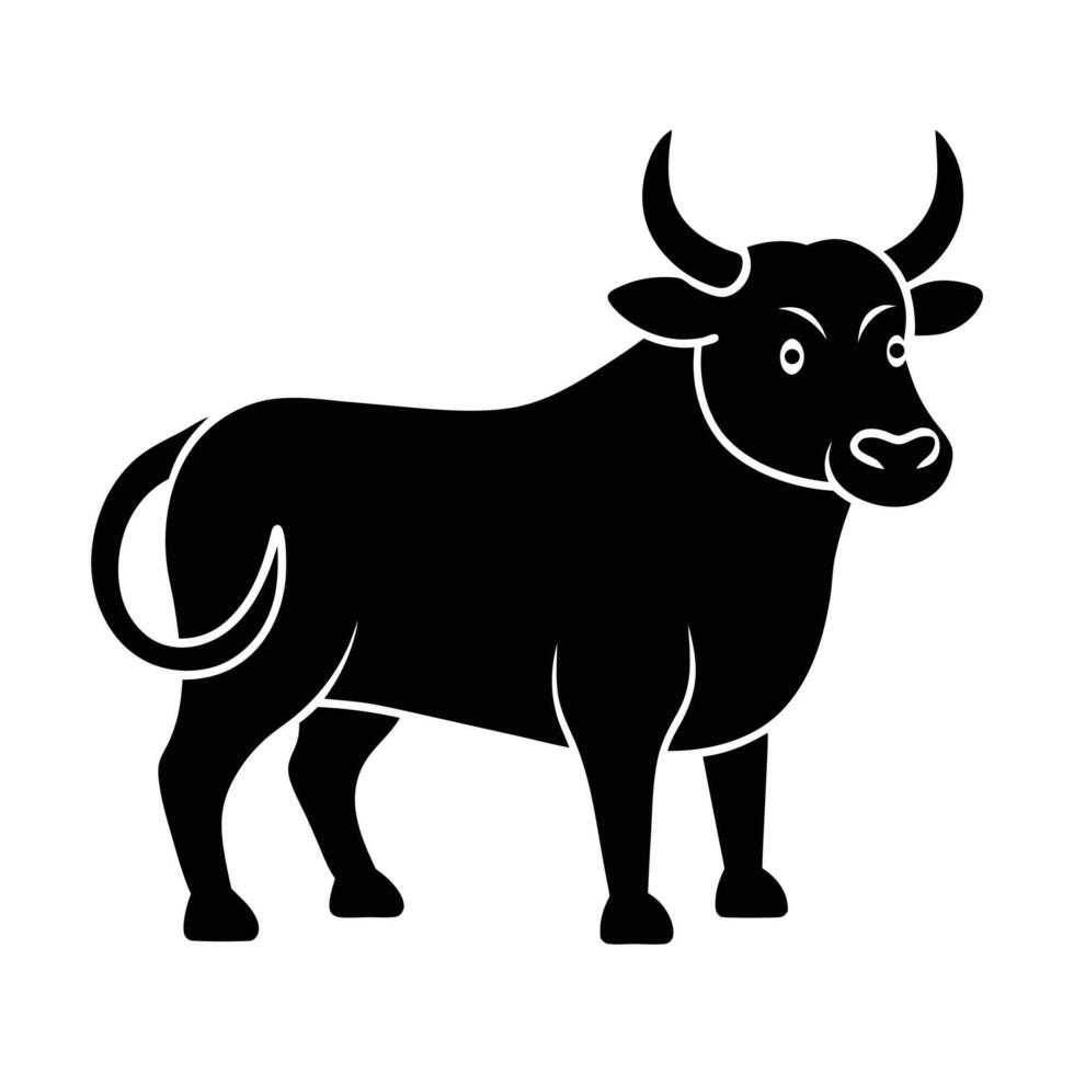 Charming Cute Bull Silhouette Icon for Farm and Agricultural Designs vector