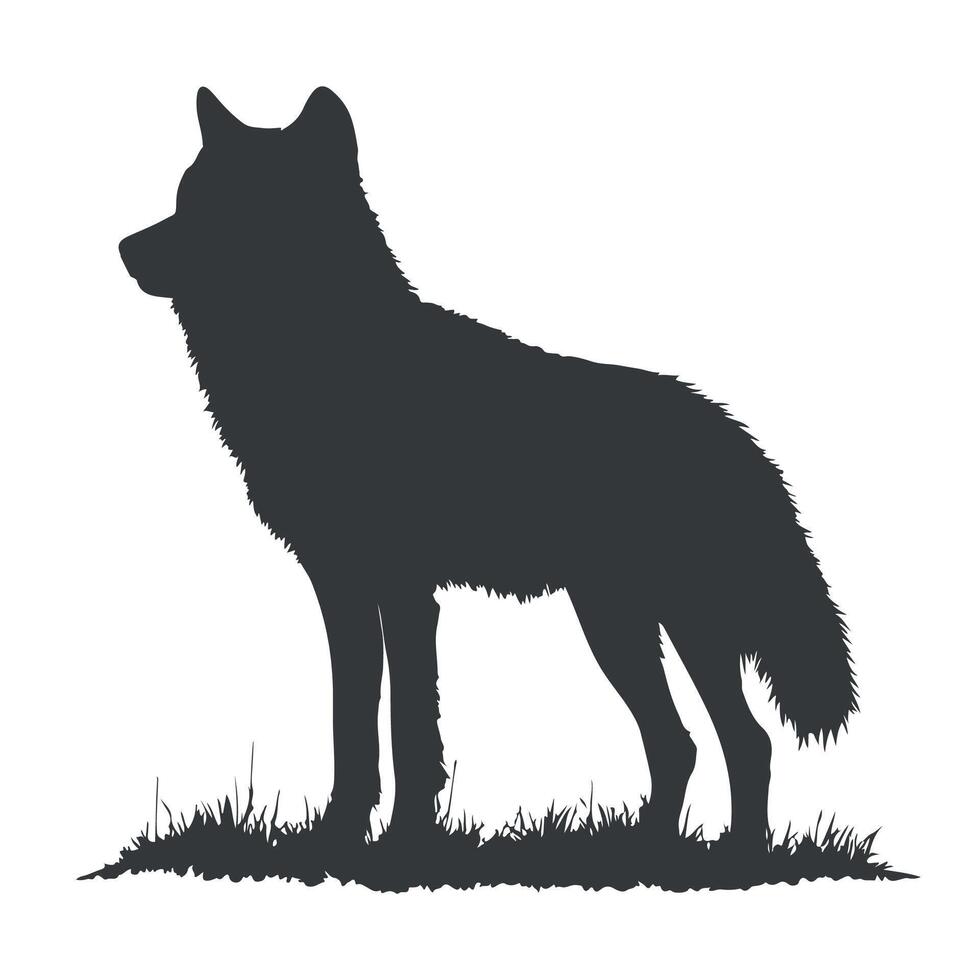 Wolf silhouette in grass illustration vector