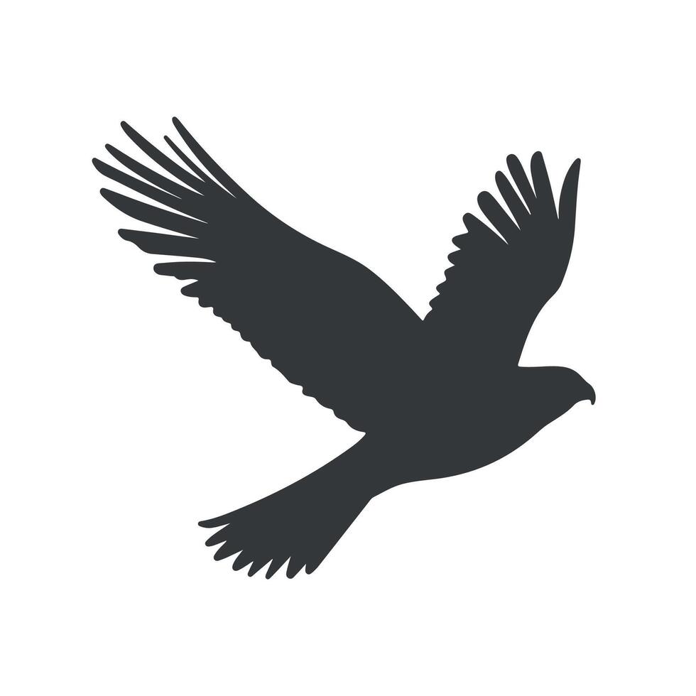Flying falcon silhouette with white background vector