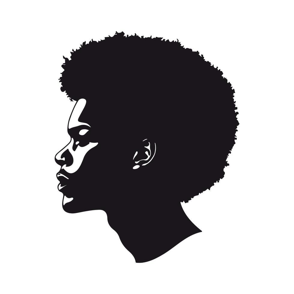 Black afro man silhouette on isolated white background vector
