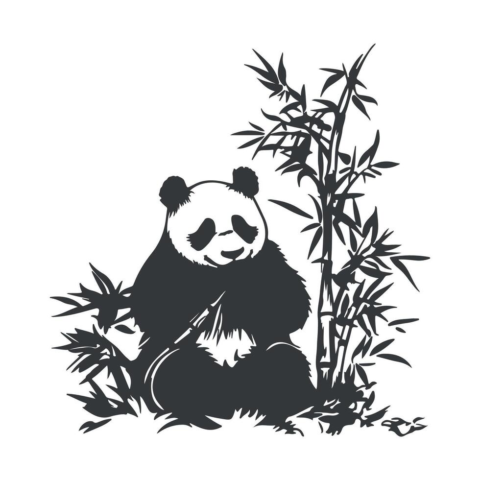 Panda silhouette illustration vector
