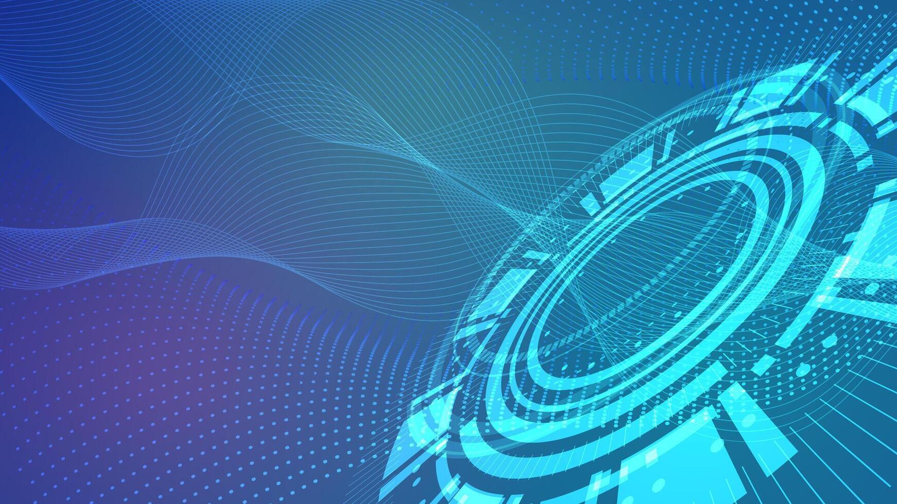 3D Futuristic Technology HUD Interface Elements Connection. Big Data, Virtual Reality, Artificial Intelligence, Hologram Screen, Science Fiction, Security System. Illustration background vector
