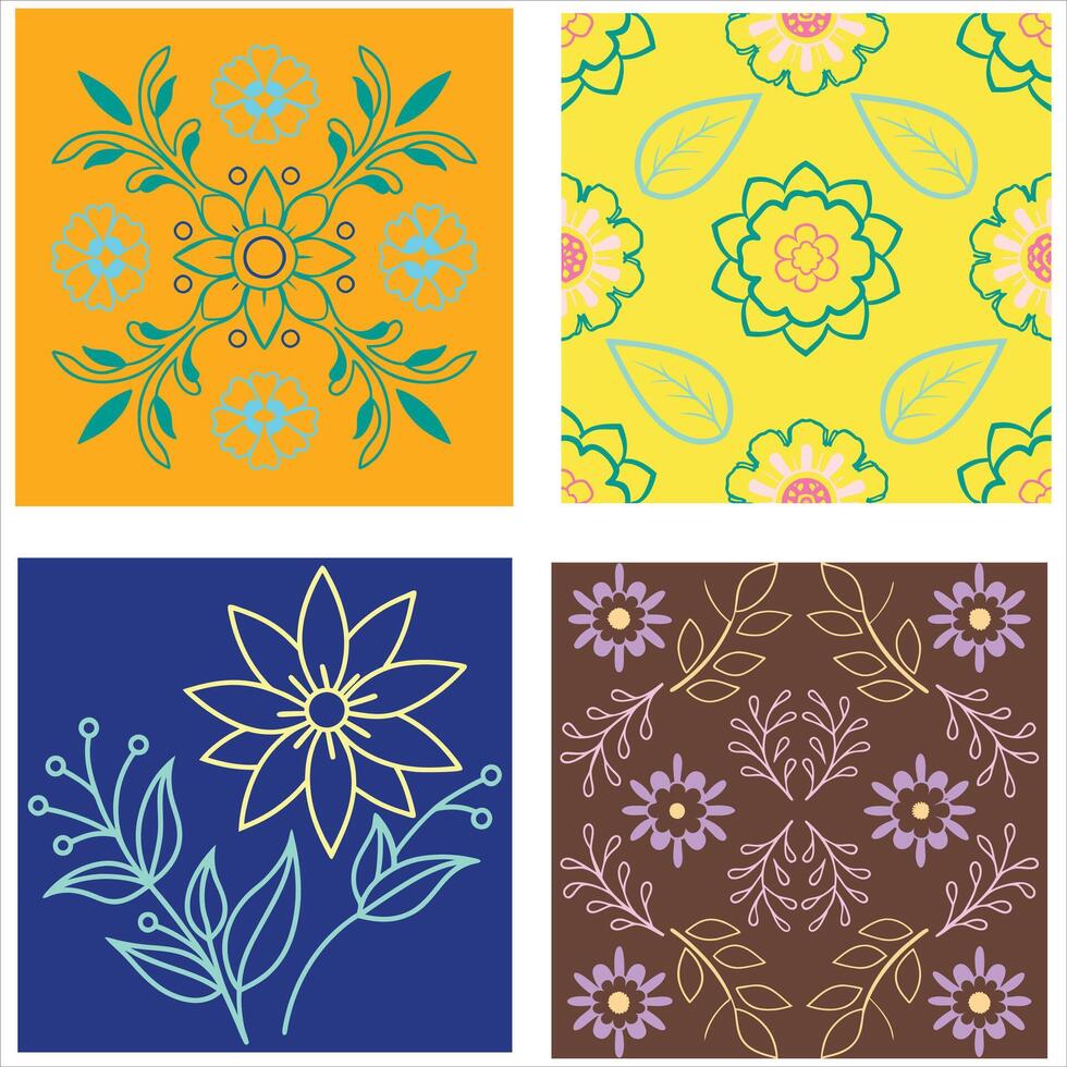 Elegant Floral Line Art Pattern Seamless Design vector