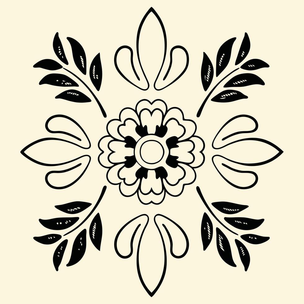 Elegant Floral Line Art Pattern Seamless Botanical Design vector