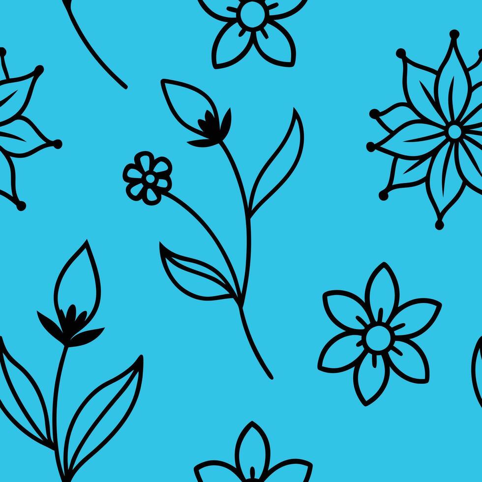 decorative Floral outline Pattern Seamless. vector