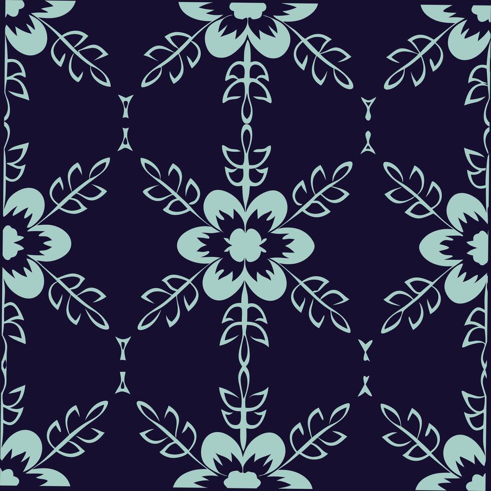 decorative Floral Line Art Pattern Seamless Botanical Design vector