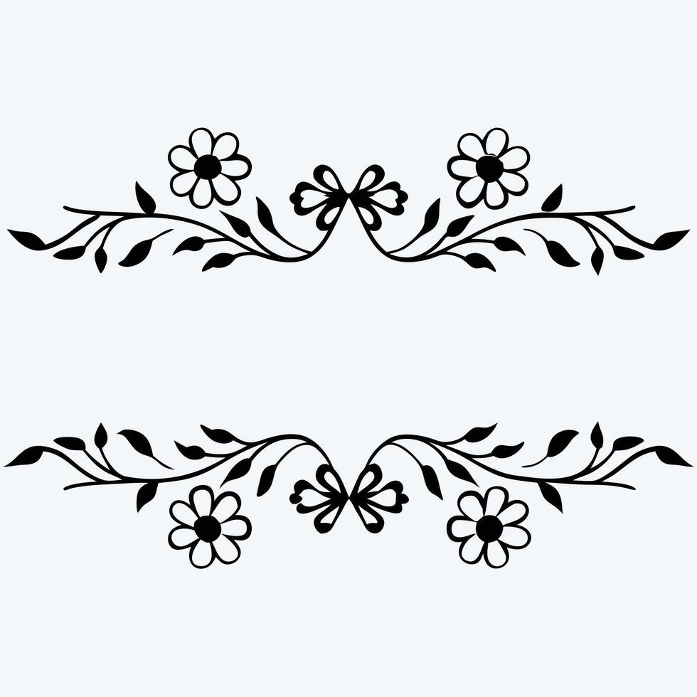 digital Floral Line Art Pattern Botanical Design vector