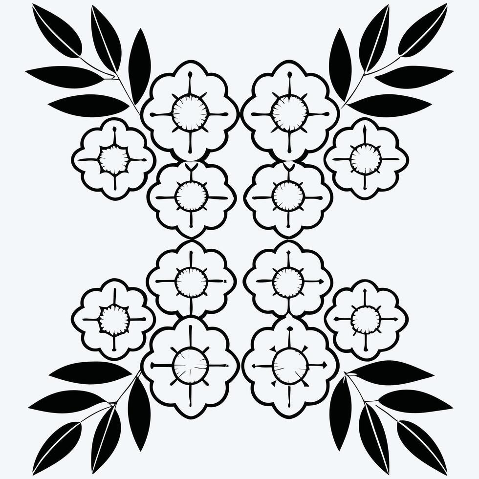 Elegant Floral Line Art Pattern. vector
