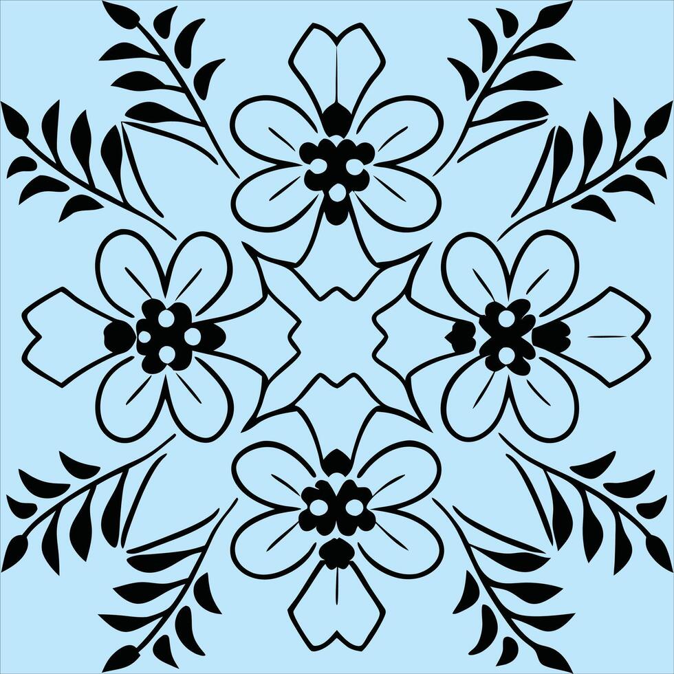 Elegant Floral Line Art Seamless Botanical Design vector