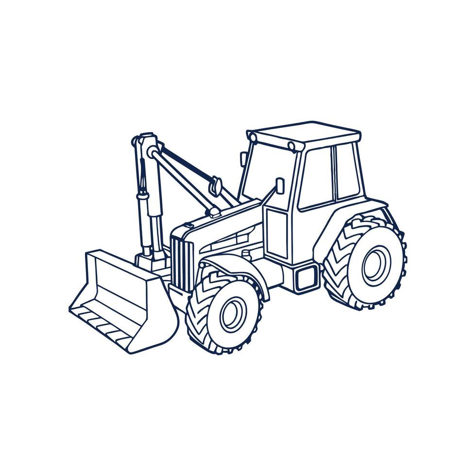 Backhoe Loader line art vector