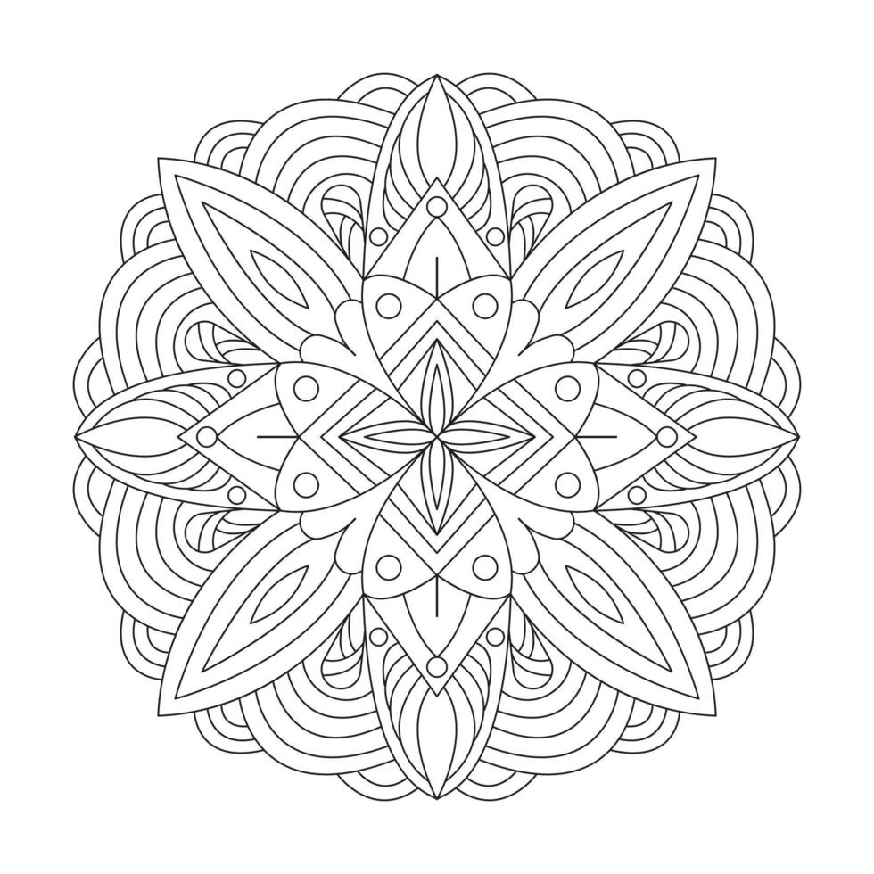 Islam spirituality mandala design coloring book page vector