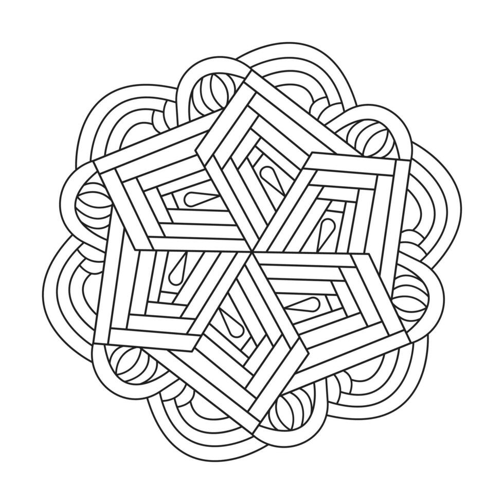 Border mandala design for coloring book page vector