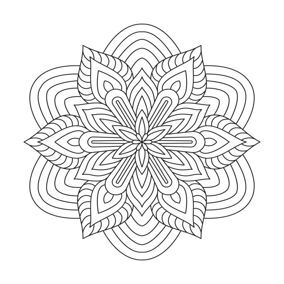 Black and white circle mandala design vector