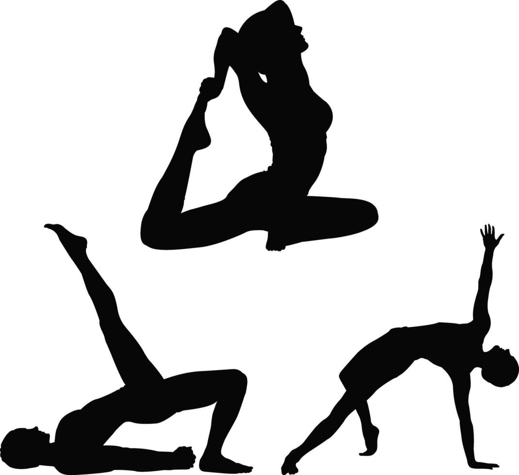 Woman practicing yoga silhouette design vector