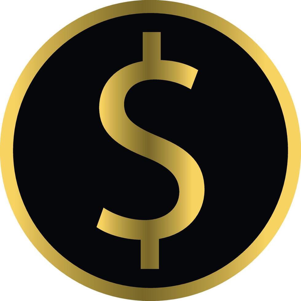 illustration of gold color dollar icon graphic design a white background vector