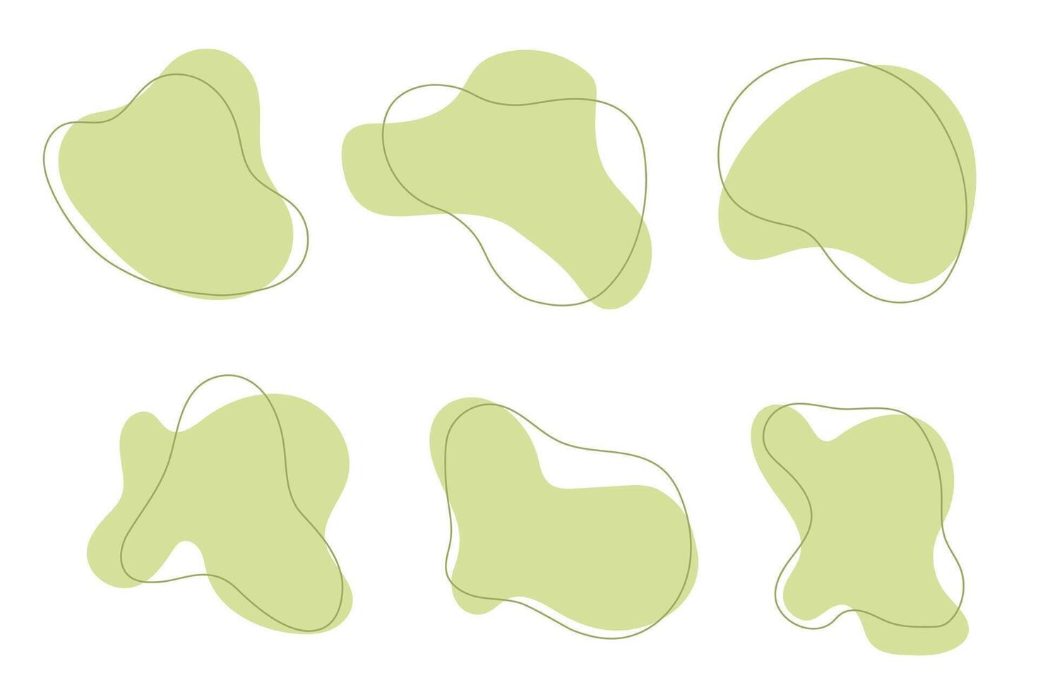 Organic amoeba blob shape, abstract shapes with line illustration isolated white background vector