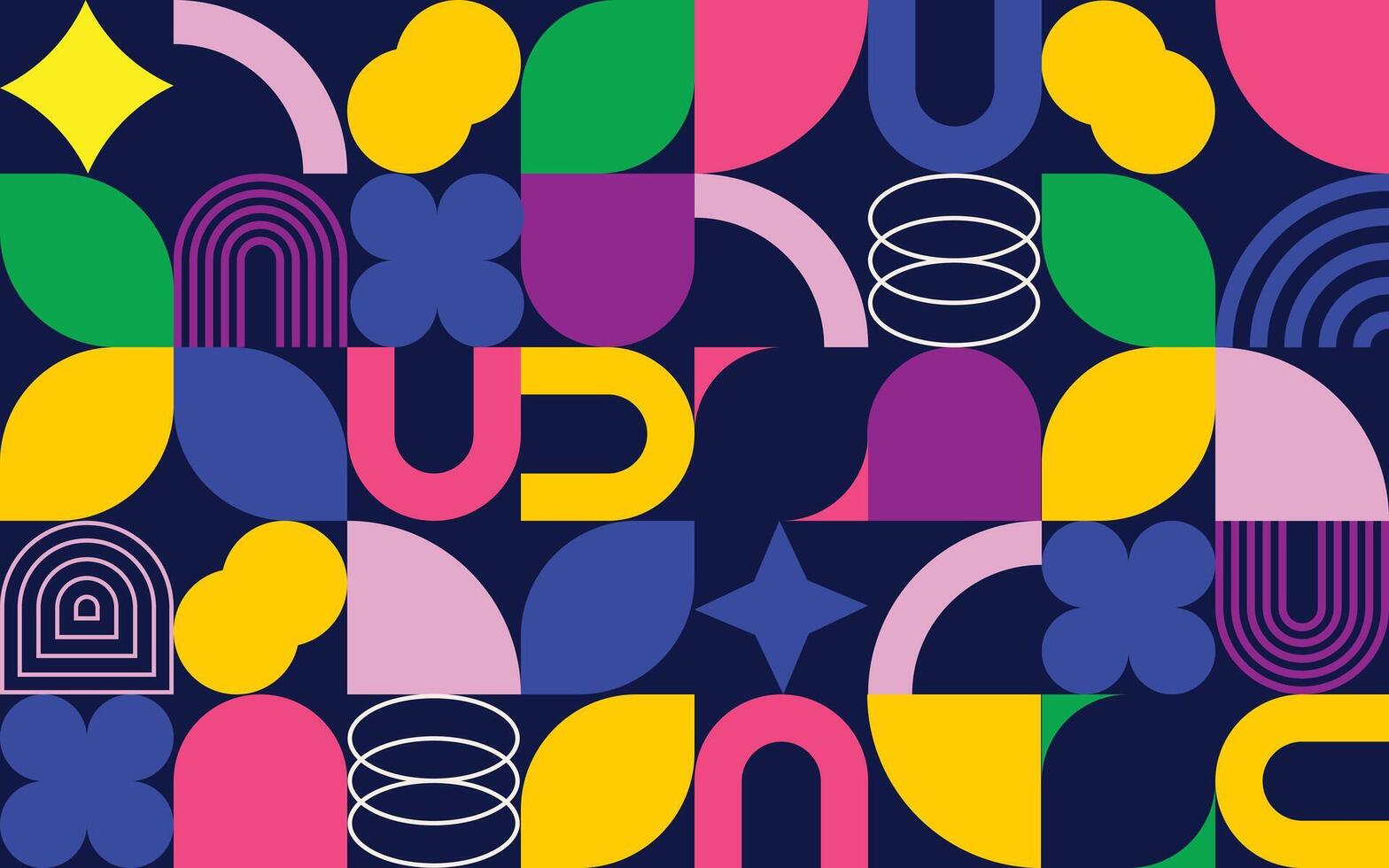 Brutalist abstract geometric shapes background. Bauhaus memphis design background vector