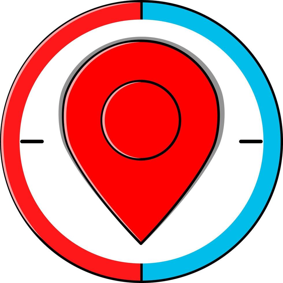 A red and blue pin on a white background vector