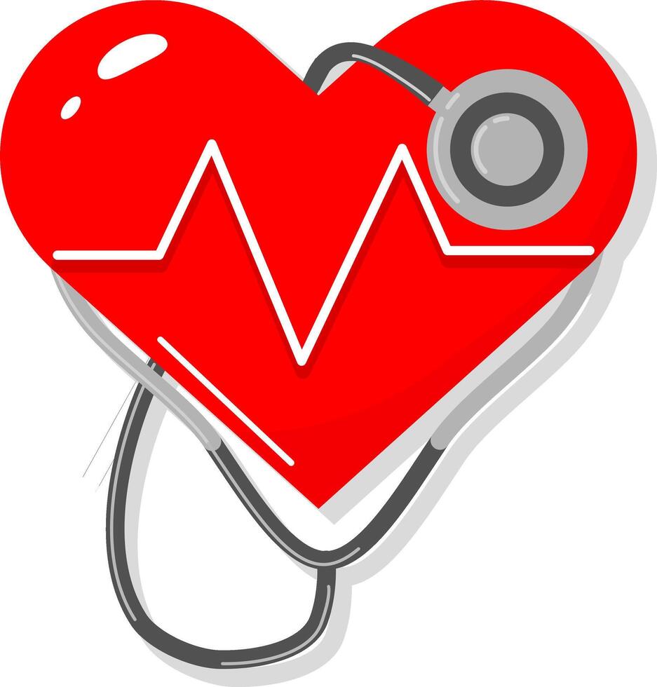 Heart with stethoscope clipart vector