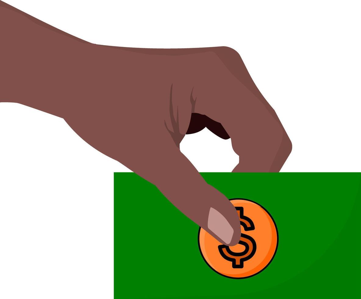 Hand holding a green card with a dollar sign on it vector