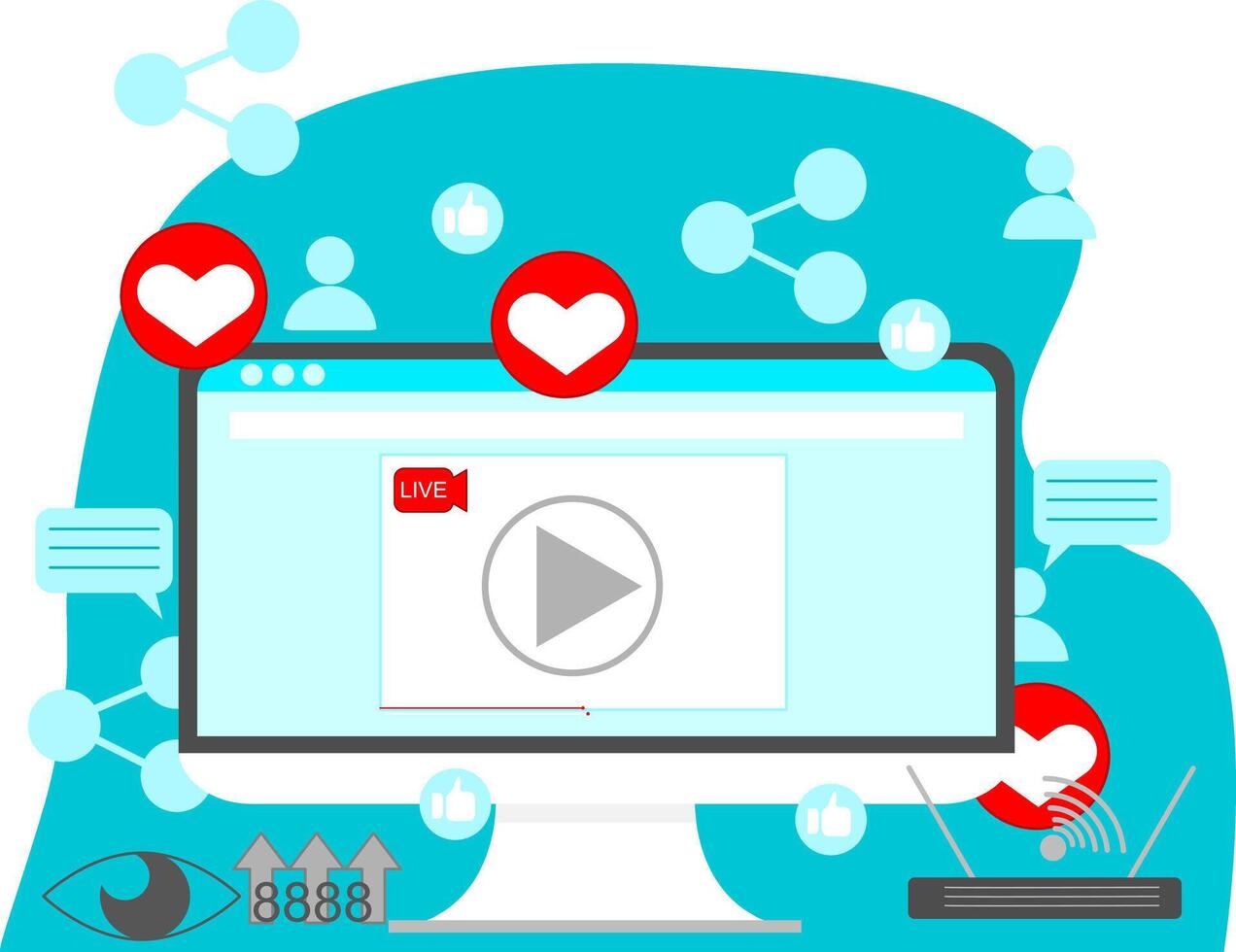 A computer screen with a playing on it vector