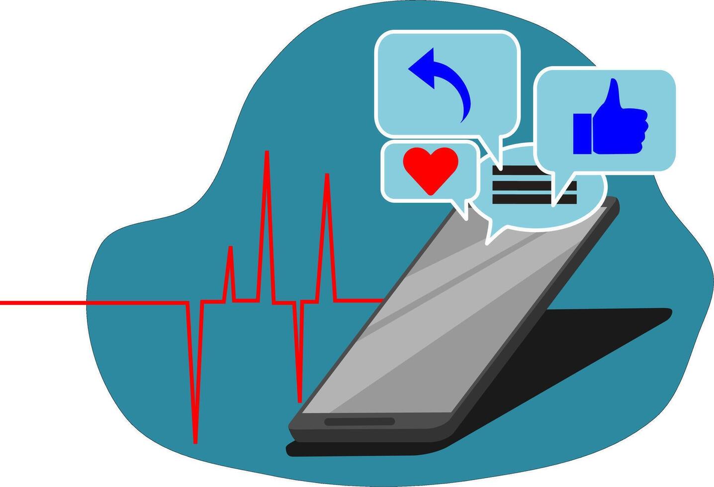 A smartphone with a heart rate monitor and a heart icon vector