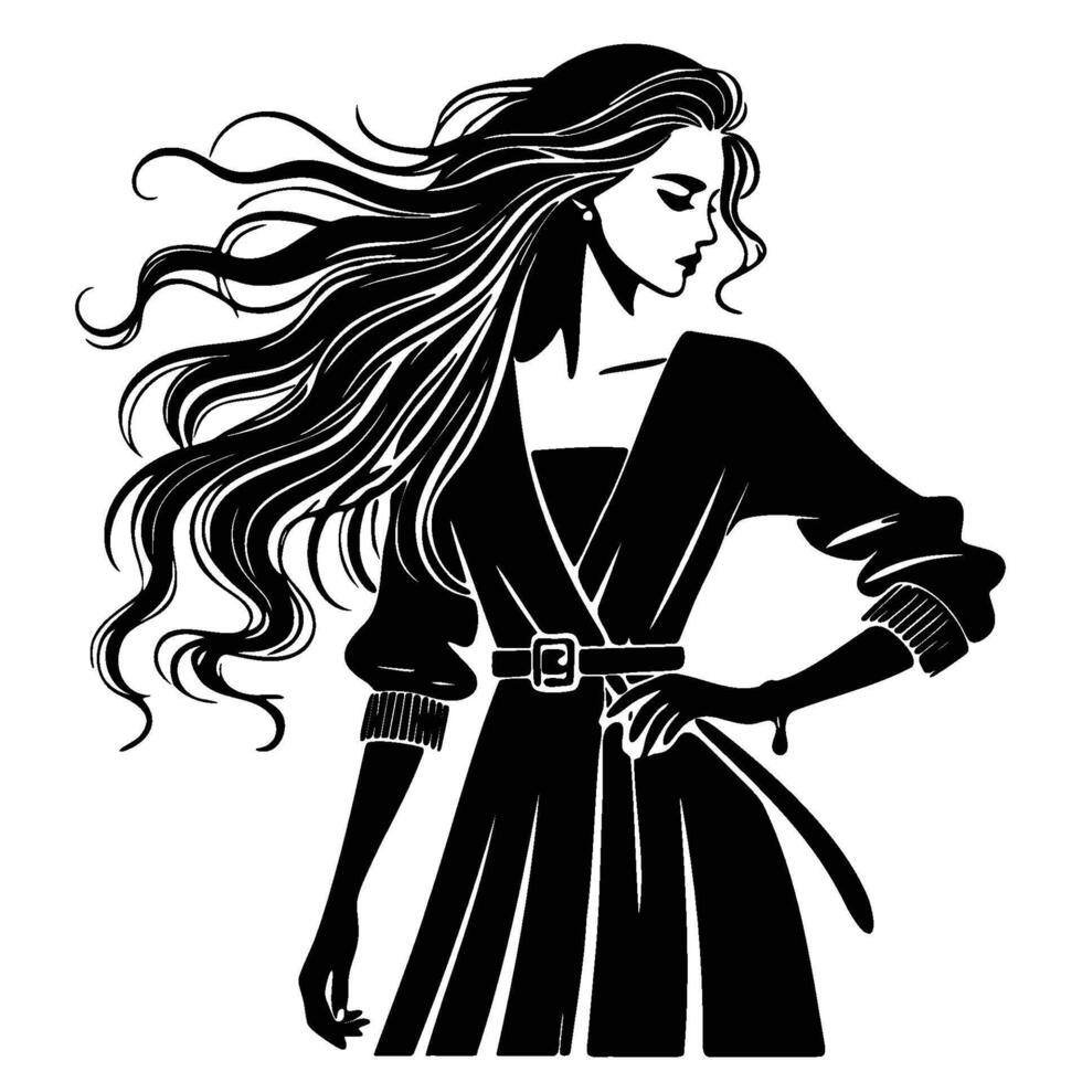 Silhouette of an empowering woman vector