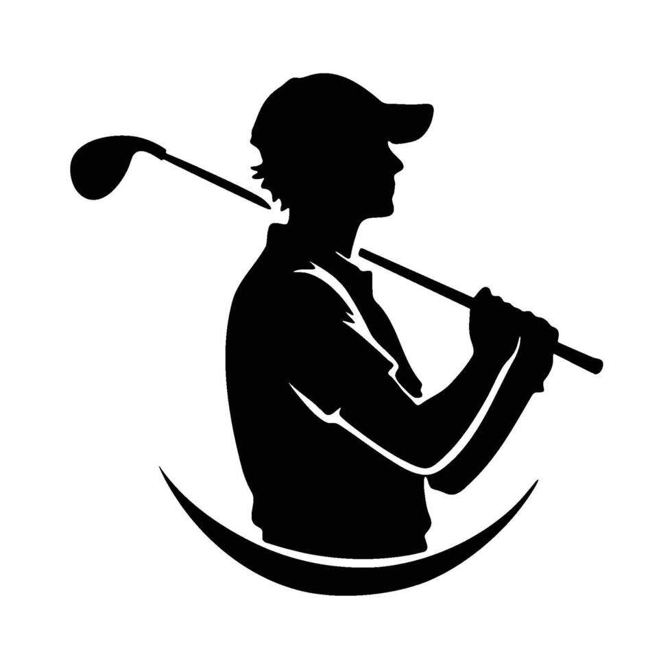 Silhouette of a male golfer vector