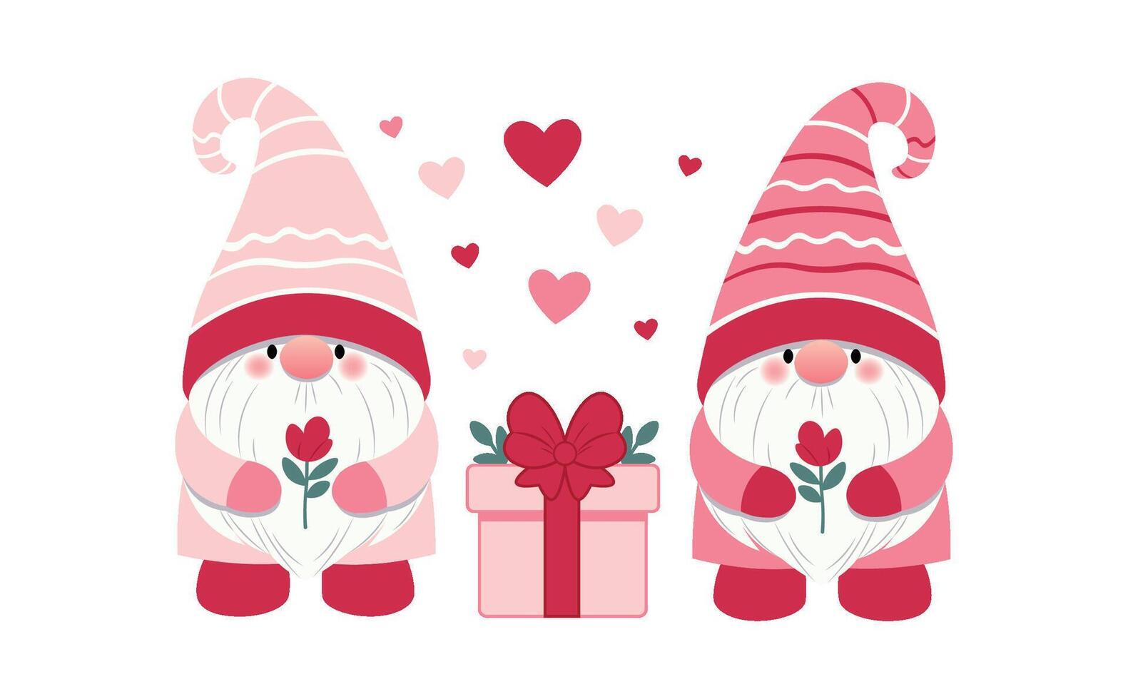 Red and Pink Valentine's Day Gnomes vector