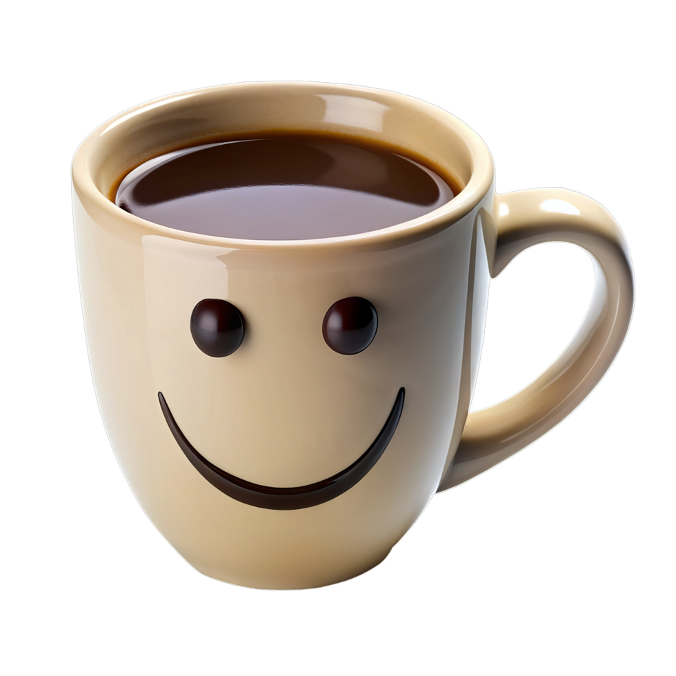 A Happy Coffee Mug with a Smile, Perfect for a Morning Boost png
